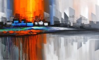 Abdul Jabbar, Feeling (Slums), 30 x 48 Inch, Oil on Canvas, Cityscape Painting, AC-ABJ-025